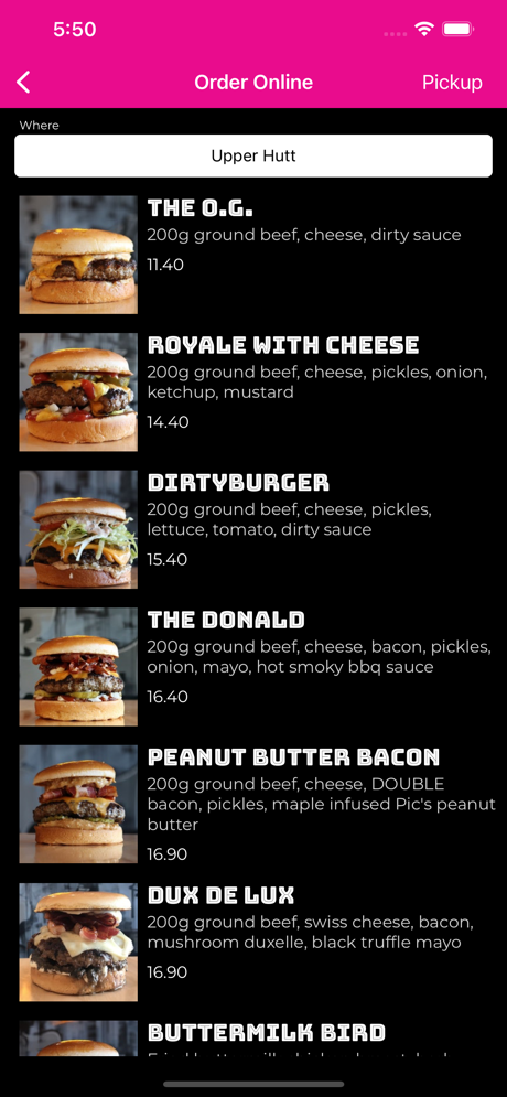 Dirty Burger iOS App Screenshot